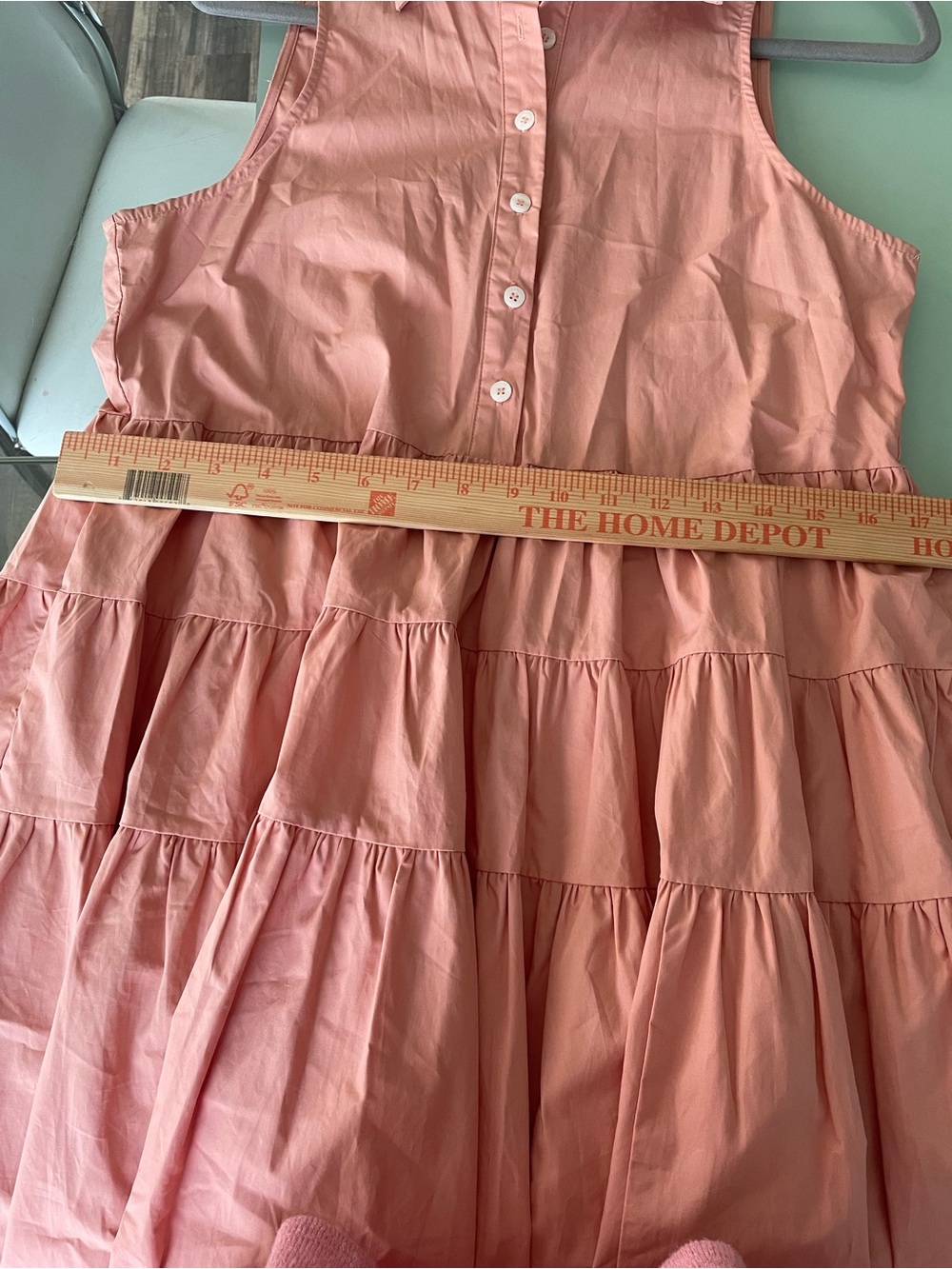 En Saison Women’s Sleeveless Peach Tiered Shirt Dress Button Up Size Small - Picture 6 of 7